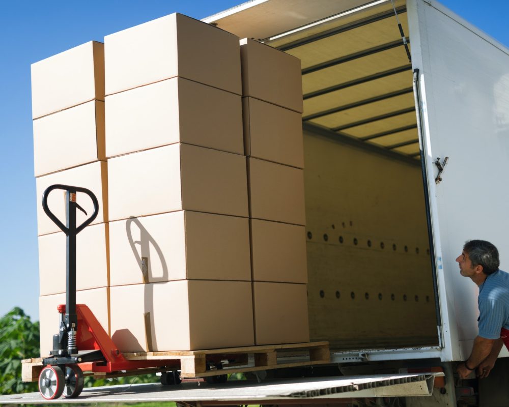 Cargo and goods transportation by truck